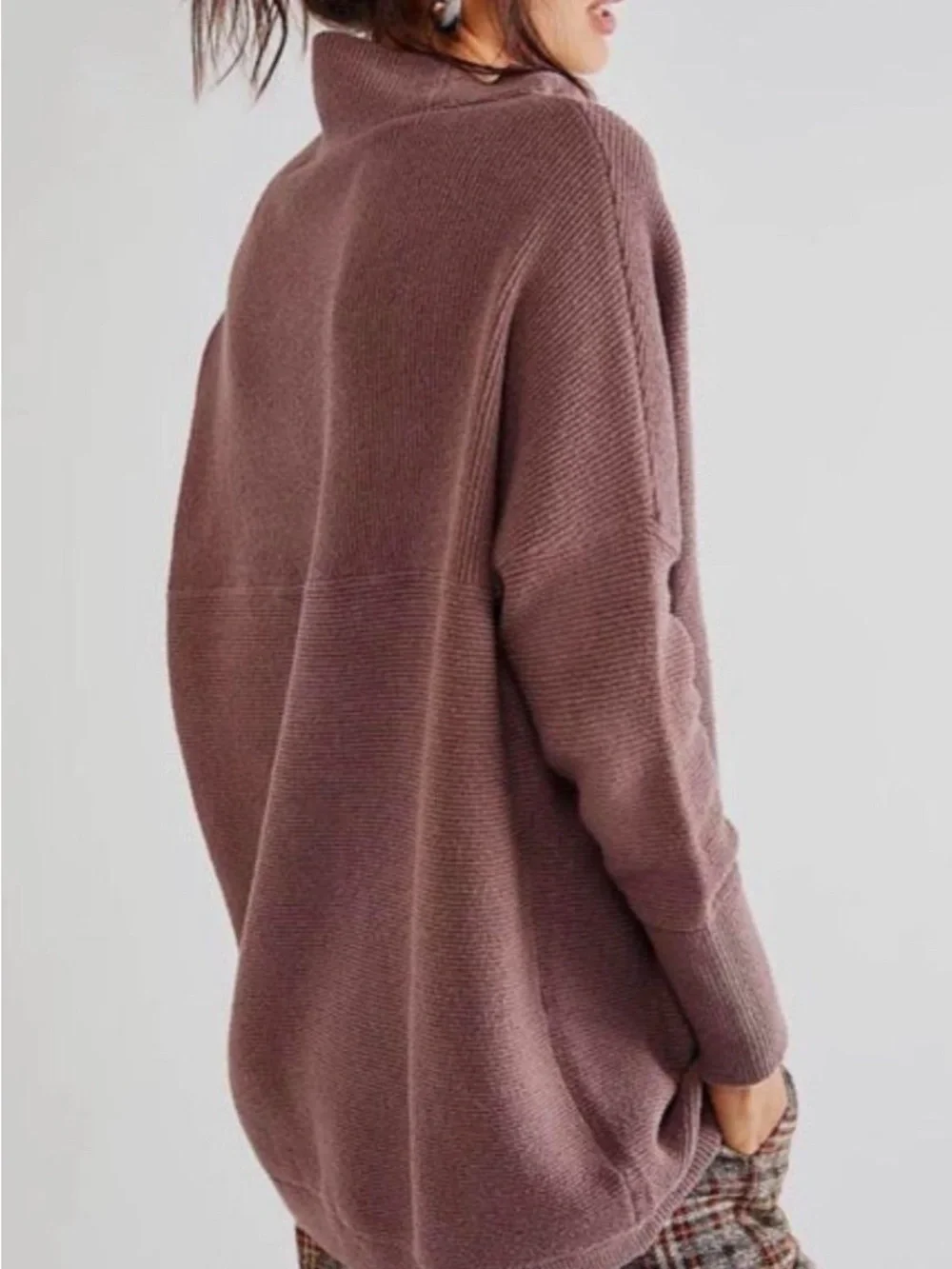 Free People Ottoman Slouchy Tunic Top Sweatshirt Extra Small Nutmeg Brown